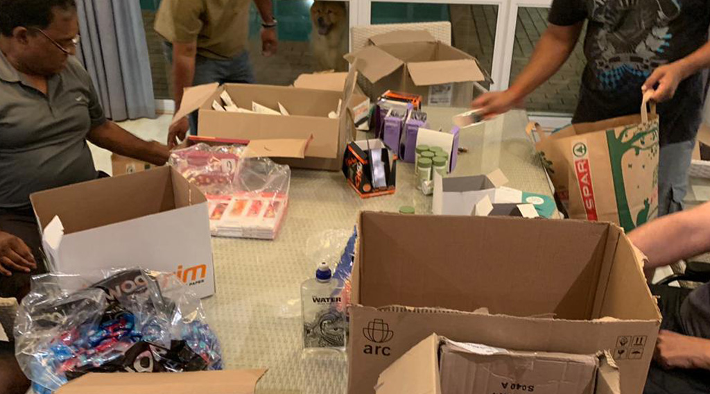 Packing of goodie bags for patroller evening
